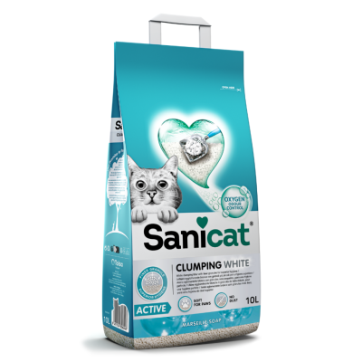 Sanicat Active Clumping White Marsilya Sabun Kokulu Oksijen Kontrollü Bentonit Kedi Kumu 10 Litre - 1