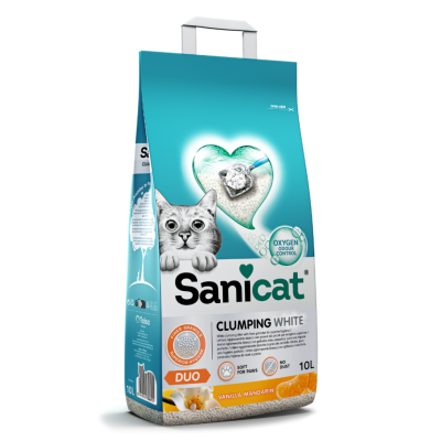 Sanicat Duo Clumping White Mandalina Ve Vanilya Kokulu Oksijen Kontrollü Bentonit Kedi Kumu 10 Litre - 1