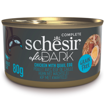 Schesir After Dark Tavuklu ve Bıldırcın Yumurtası Et Suyunda Kedi Konservesi 80 Gr - 1