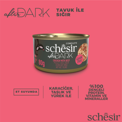 Schesir After Dark Tavuklu ve Sığırlı Et Suyunda Kedi Konservesi 80 Gr - 3