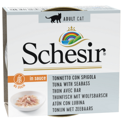 Schesir Cat İn Sauce Ton Balıklı ve Levrekli Doğal Soslu Kedi Konservesi 70 Gr - 1