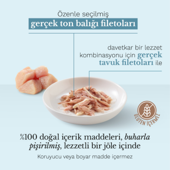 Schesir Cat Naturel Brine Ton Balıklı Tavuk Filetolu ve Pirinçli Kedi Konservesi 85 Gr - 2