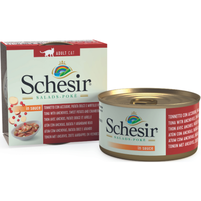 Schesir Cat Salads Poke Ton Balıklı Hamsili Tatlı Patates ve Kızılcıklı Kedi Salatası 85 Gr - 2