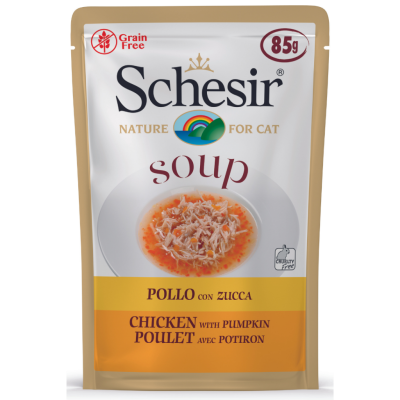 Schesir Cat Tavuklu ve Bal Kabaklı Tamamlayıcı Mama Kedi Çorbası 85 Gr - 1