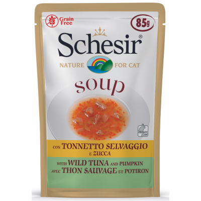 Schesir Cat Yabani Ton Balıklı ve Bal Kabaklı Tamamlayıcı Mama Kedi Çorbası 85 Gr - 1