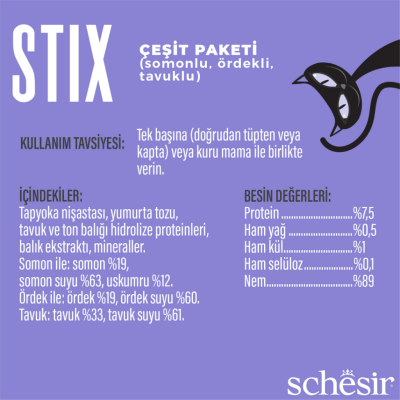 Schesir Stix Karışık Lezzetli Kedi Ödülü 6x15 Gr - 3