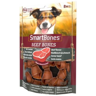 SmartBones Beef Bones Sığır Etli Düğüm Köpek Ödül Kemiği Mini 8 Li 128 Gr - 1