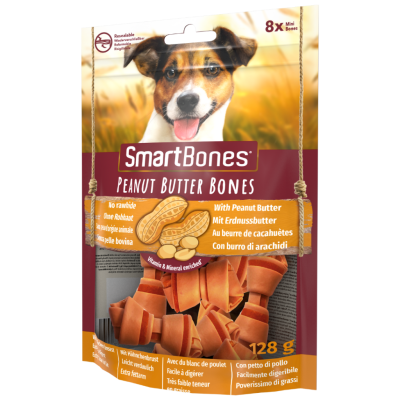 SmartBones Peanut Butter Fıstık Ezmeli Tavuklu Düğüm Köpek Ödül Kemiği Mini 8 Li 128 Gr - 1