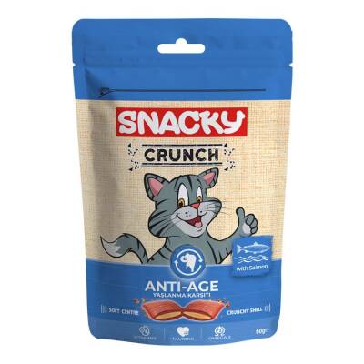 Snacky Crunch Anti Age Yaşlanma Karşıtı Somonlu Kedi Ödülü 60 Gr - 1