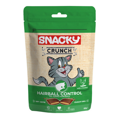 Snacky Crunch Hairball Tüy Yumağı Kontrol Tavuklu Kedi Ödülü 60 Gr - 1