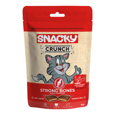 Snacky Crunch Strong Bones Güçlü Kemikler Peynir Tavuk Kedi Ödülü 60 Gr - 1