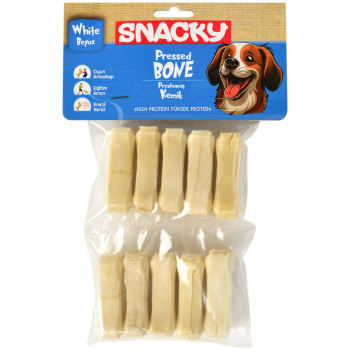 Snacky Pressed Bone Beyaz Köpek Burgu Çiğneme Kemiği 5 Cm 10 Lu 110 Gr - 1