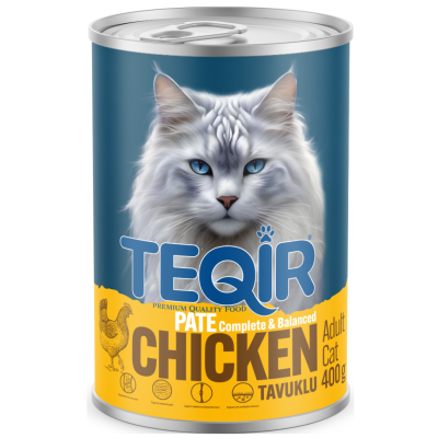 Teqir Chicken Tavuklu Yetişkin Kedi Konservesi Pate 400 Gr - 1