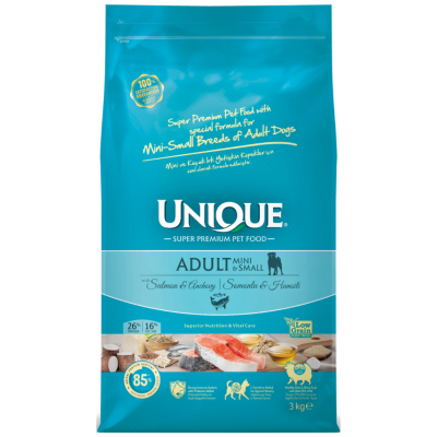 Unique Small Mini Somonlu ve Hamsili Küçük Irk Yetişkin Köpek Maması 3 Kg - 1