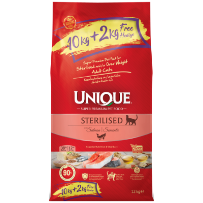 Unique Sterilised Somonlu Kısırlaştırılmış Kedi Maması 10+2 Kg - 1