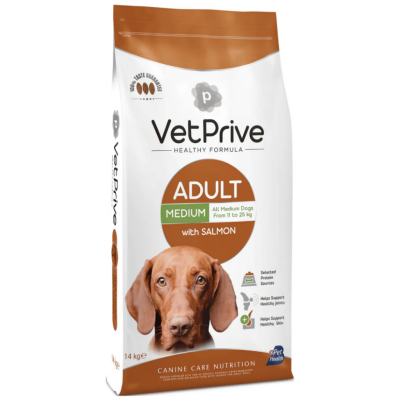 VetPrive Medium Adult Somonlu Orta ve Büyük Irk Yetişkin Köpek Maması 14 Kg - 1