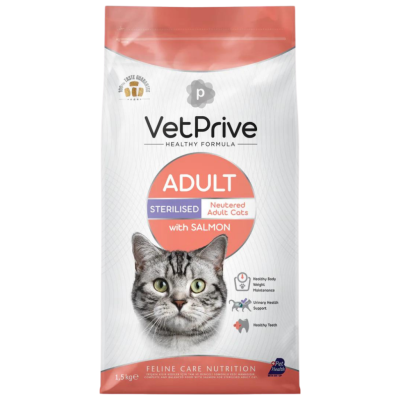 VetPrive Sterilised Somonlu Kısırlaştırılmış Kedi Maması 1.5 Kg - 1