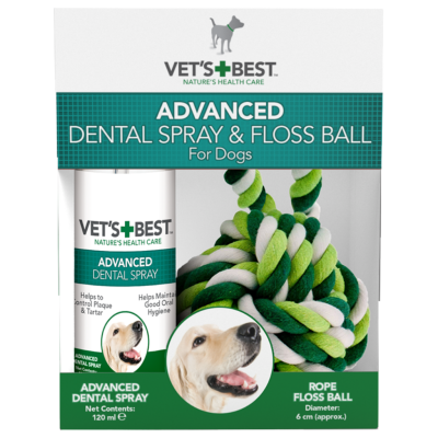 Vet's Best Köpek Ağız ve Diş Bakım Spreyi 120 ML Ve Diş Temizleyici Halat Top 2'Li Set - 1