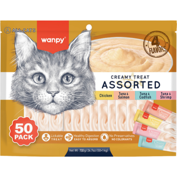 Wanpy Creamy Treat Karışık 4 Lezzetli Sıvı Kedi Ödül Maması 50x14 Gr - 1