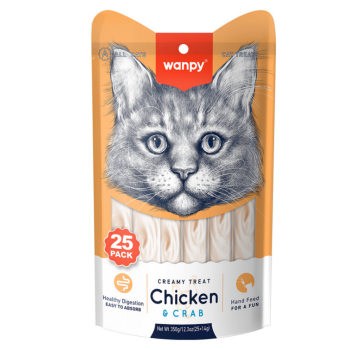 Wanpy Creamy Treat Tavuklu ve Yengeçli Sıvı Kedi Ödül Maması 25x14 Gr - 1
