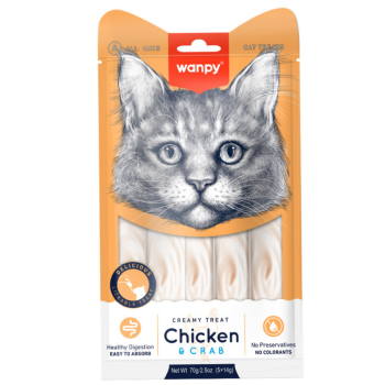 Wanpy Creamy Treat Tavuklu ve Yengeçli Sıvı Kedi Ödül Maması 5x14 Gr - 1