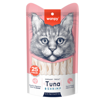 Wanpy Creamy Treat Ton Balıklı ve Karidesli Sıvı Kedi Ödül Maması 25x14 Gr - 1