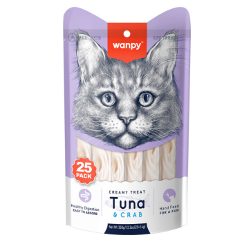 Wanpy Creamy Treat Ton Balıklı ve Yengeçli Sıvı Kedi Ödül Maması 25x14 Gr - 1