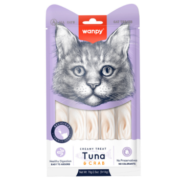 Wanpy Creamy Treat Ton Balıklı ve Yengeçli Sıvı Kedi Ödül Maması 5x14 Gr - 1