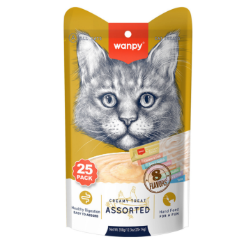 Wanpy Creamy Treat Karışık 8 Lezzetli Sıvı Kedi Ödül Maması 25x14 Gr - 1