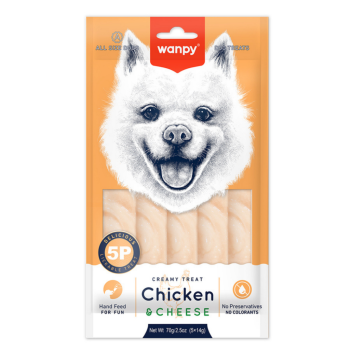 Wanpy Creamy Treat Tavuklu ve Peynirli Sıvı Köpek Ödül Maması 14 Gr 5 Li Paket - 1