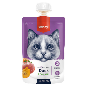 Wanpy Teasty Meat Paste Taze Ördekli ve Bal Kabaklı Kedi Et Ezmesi 90 Gr - 1