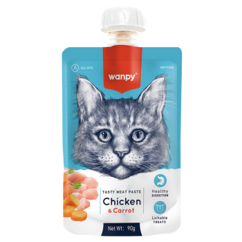 Wanpy Teasty Meat Paste Taze Tavuklu ve Havuçlu Kedi Et Ezmesi 90 Gr - 1