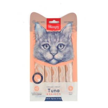 Wanpy Creamy Treat Ton ve Somon Balıklı Sıvı Kedi Ödül Maması 5x14 Gr - 1