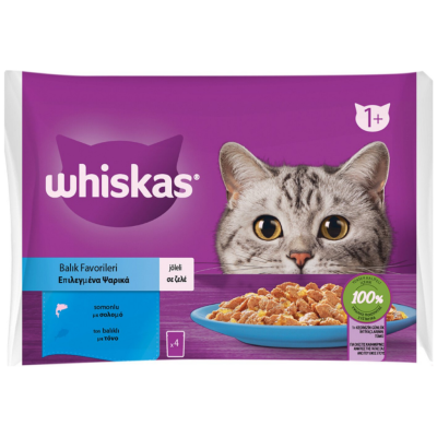 Whiskas Multipack Balık Favorileri Somonlu ve Ton Balıklı Jöleli Kedi Yaş Maması 4x85 Gr - 1