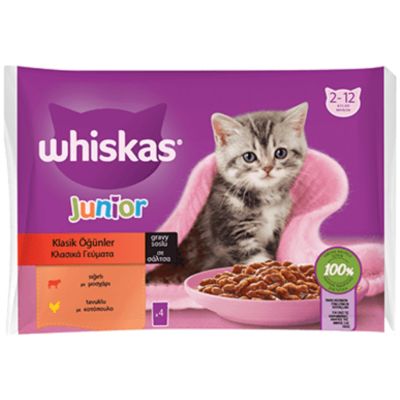 Whiskas Multipack Junior Klasik Öğünler Gravy Tavuklu ve Sığır Etli Yavru Kedi Yaş Maması 4x85 Gr - 1