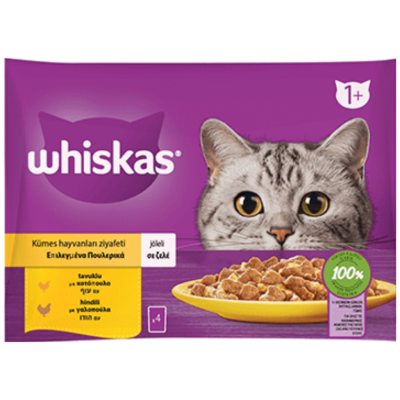 Whiskas Multipack Kümes Hayvanları Ziyafeti Jöleli Tavuklu ve Hindili Kedi Yaş Maması 4x85 Gr - 1