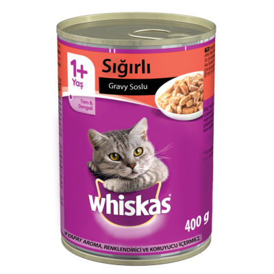 Whiskas Sığır Etli Gravy Sos İçinde Kedi Konserve Maması 400 Gr - 1