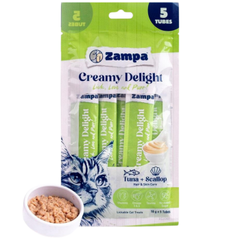 Zampa Creamy Delight Ton Balıklı ve Deniz Taraklı Krema Kedi Ödülü 5x16 Gr - 1