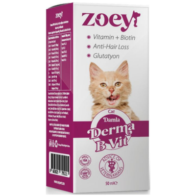 Zoey Derma B Vit Kediler İçin Deri Ve Tüy Sağlığı Gelişimini Destekleyici Damla 50 Ml - 1